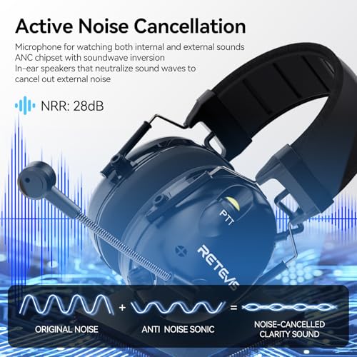 Retevis ANC Noise Cancelling 2 Way Radio Headset, Overhead, for RT22 RT21 H-777 RT68 RA79, Compatible with Baofeng UV-5R 5RM BF-F8HP, Waklie Talkie Headset with Mic for Racing Agriculture(1 Pack)