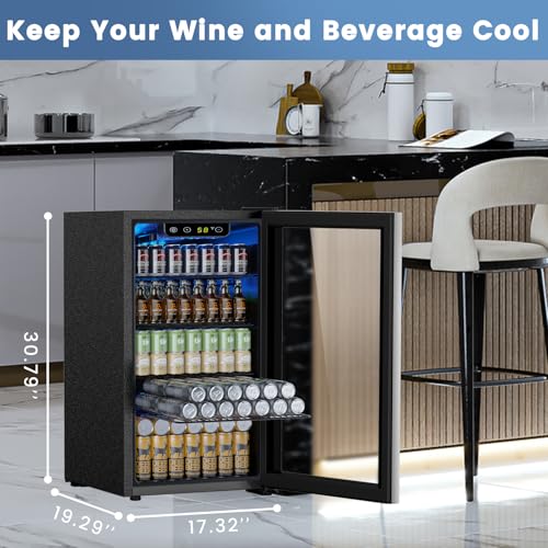 Electactic Mini Fridge 130 Can Beverage Refrigerator Cooler, 3.2 Cu.Ft Drink Fridge for Soda Wine Beer, Adjustable Tempera...