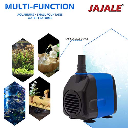 JAJALE 260 GPH Submersible Water Pump - Quite Aquariums, Fountains, Hydroponics, and Pond Pump, 6.65ft Lift, 18W