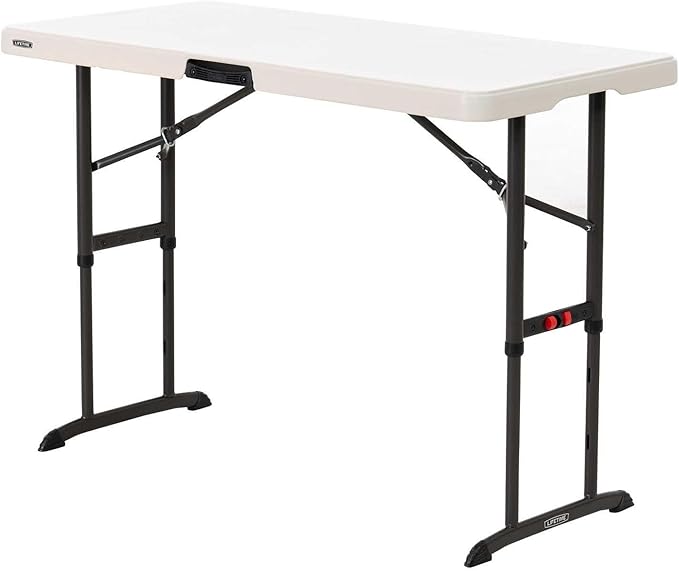 LIFETIME 80387 4-Foot Commercial Adjustable Folding Table, Almond