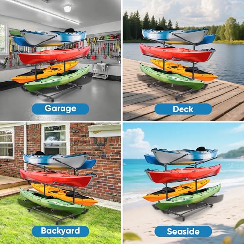 Rebertry Kayak Storage Rack, Heavy Duty Freestanding Kayak Stands, Boat/Canoe/Paddleboard Holder, Space Saving Garage Orga...