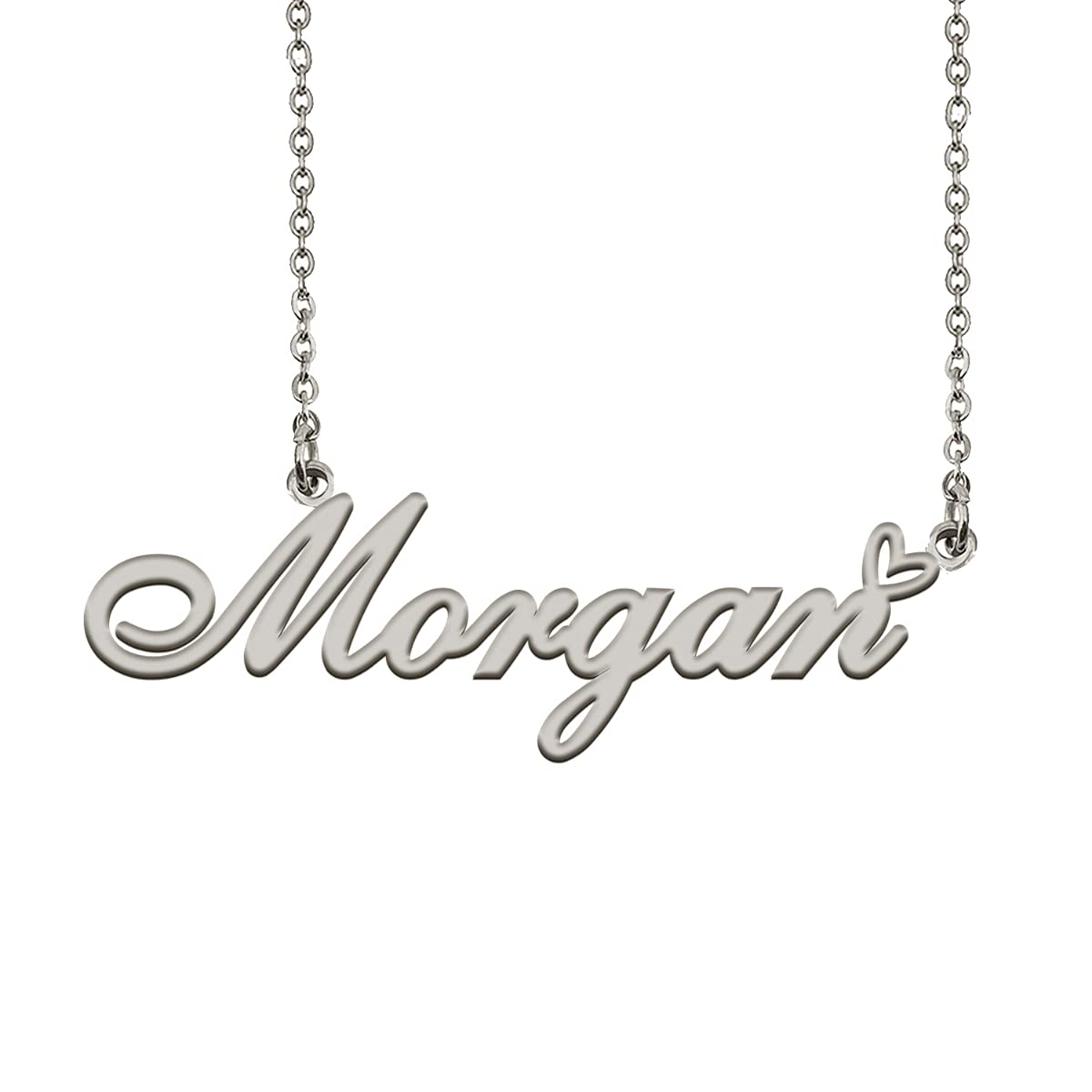 HUAN XUN Initial Name Necklaces Silver for Women Morgan Necklace Heart Pendant Jewelry for Christmas