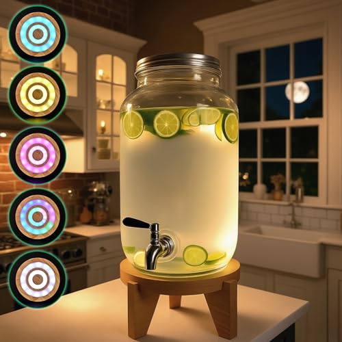 LED Drink Dispenser Stand, Beverage Dispenser Holder with16 Lighting Effects for Home, Parties, and Catering Events, Holde...