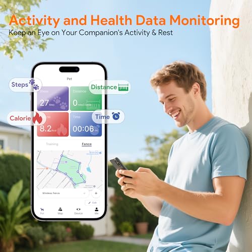 Meowant GPS Wireless Dog Fence &Training Collar with Remote, Free App, 82ft to 7000ft Electric Fence, Waterproof LCD Colla...