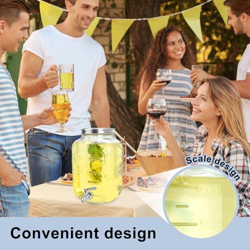 2 Gallon Glass Drink Dispensers For Parties,Beverage Dispensers With Stand And 100% Leakproof Stainless Steel Spigot.Glass...