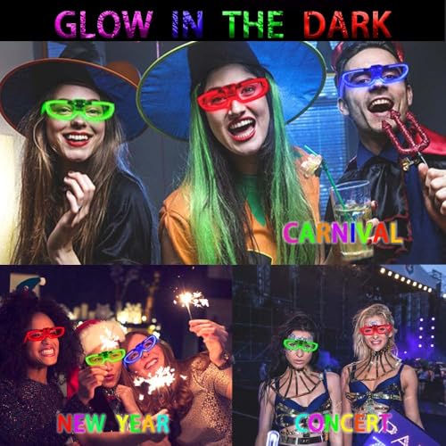 BouQuw 25 Packs LED Glasses Mardi Gras Party Supplies ,5 Neon Colors,3 Light Modes Light up Glow Sticks Glasses Toys Party...