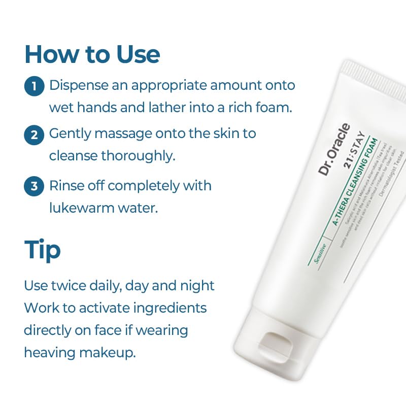 DR.ORACLE 21 Stay A-Thera Cleansing Foam - Tea Tree Oil & Salicylic Acid Cleanser for Hormonal Acne, Pore Deep Cleansing Foam, K