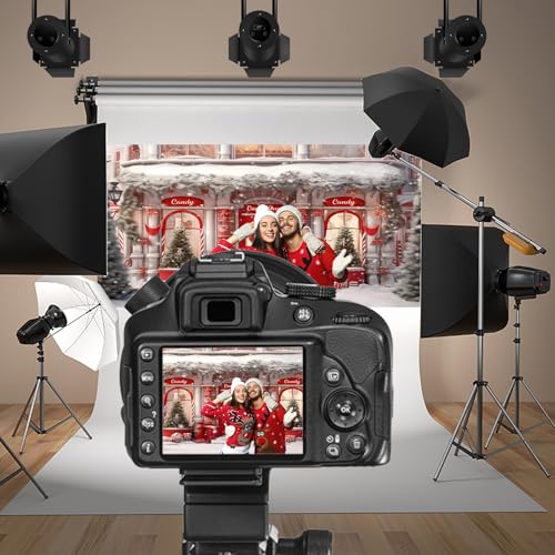 Baocicco 20x10ft Red Christmas Candy Shop Photo Backdrop Xmas Gingerbread House Banner Santa Candy Background Christmas Ba...
