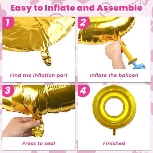 Pink Birthday Party Balloons Decorations - 32pcs 12inch Pink Princess Balloons with 29inch Bow Foil Balloon for Boys Girl...