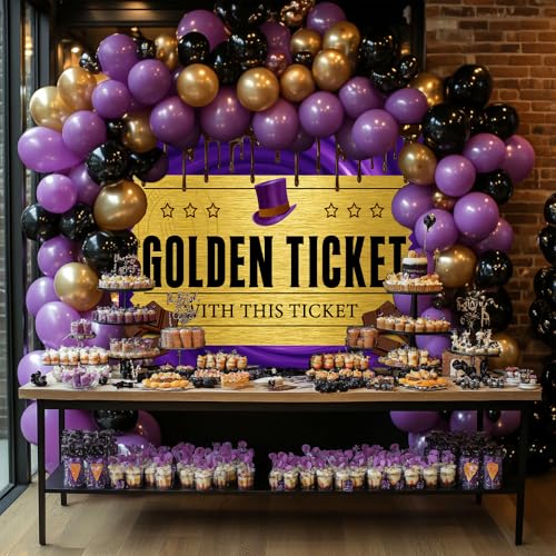 TOAOFY 7x5FT Chocolate Factory Backdrop Golden Ticket Backdrop Candy Party Background Kids Birthday Party Banner Baby Show...