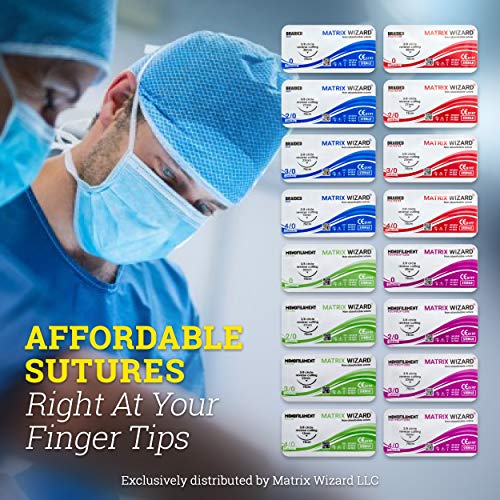 Sterile Sutures Thread with Needle Plus Tools - First Aid Field Emergency, Trauma Practice Suture Kit; Taxidermy; Medical,...