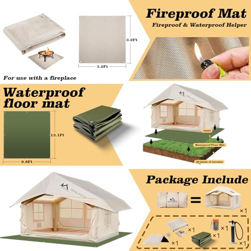 SENLEETO Inflatable Tents for Camping, Large Inflatable Camping Tent with Hand Pump, Easy Setup Tents for 2/4/6/8/10/12 Pe...