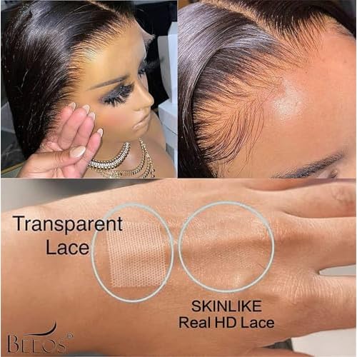 BEEOS Yaki Straight 5x5 SKINLIKE Real HD Lace Closure, Pre-Plucked Bleached Knots 0.10mm Ultra-thin Invisible HD Lace Human Hair 14 Inch