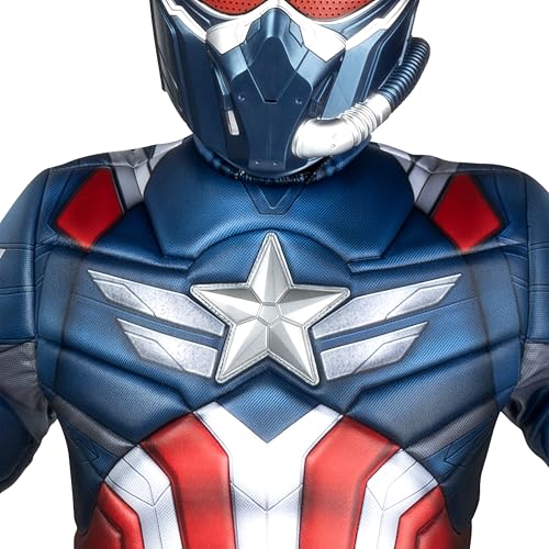 MARVEL Captain America Official Youth Halloween Costume - Premium Quality Padded Jumpsuit with Plastic Mask