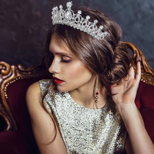Loetere 12 Pcs Crystal Tiara and Princess Crown with Comb Crown Rhinestone Women Girls Tiara Headpiece Queen Hair Accessor...