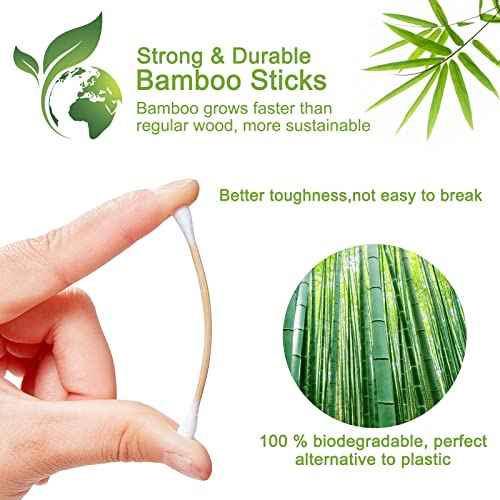 Eyxformula 1000 Count Organic Cotton Swabs, FSC Certified, Biodegradable, Double-Tips - Stronger Bamboo Sticks & Extra Cotton Buds for Ear Cleaning, Makeup, Beauty, Personal Hygiene, First Aid, Crafts