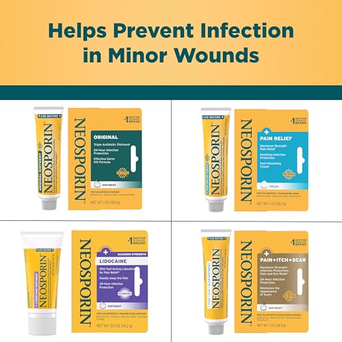 Neosporin + Lidocaine First Aid Triple Antibiotic Ointment, Fast-Acting, Maximum Strength Topical Pain Relief, 24-Hour Inf...