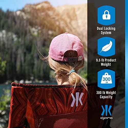 Kijaro Enjoy Versatile Folding Sports, Outdoor Chair & Lawn Chair, Dual Lock Feature, Destination Print - Victoria Desert Orange