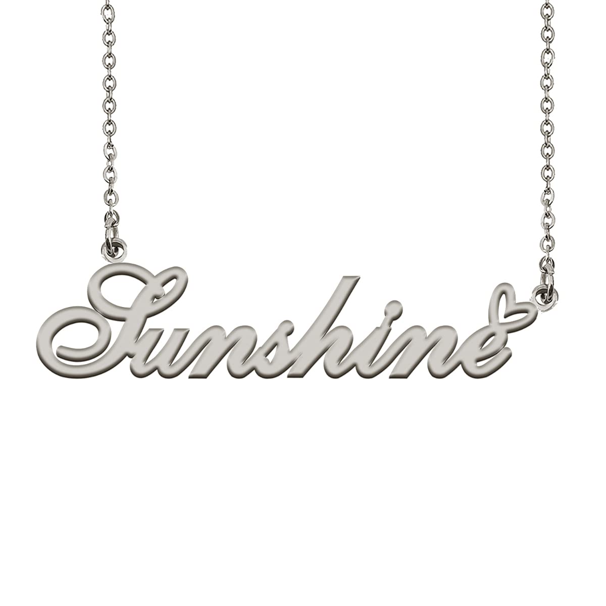 HUAN XUN Personalized Name Necklace Silver Sunshine Necklace for Women Best Bridesmaid Heart Pendant Jewelry Gift
