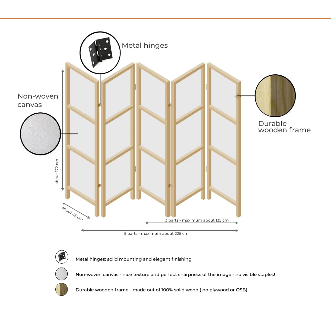 artgeist Japanese Room Divider Flowers 53 x 67 in - 3 Panel Folding Screen Japan Design Home Decoration Art Deco b-C-0395-z-b