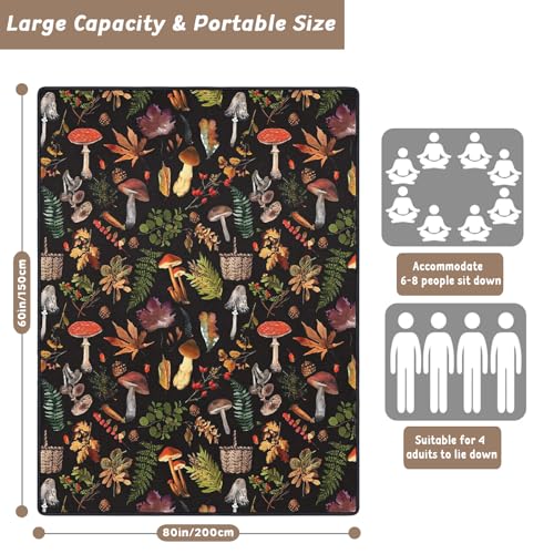 Wruzbxcn Picnic Blankets Waterproof Sandproof Picnic Beach Blanket Foldable Portable Travel Large Vintage Mushroom Camping...