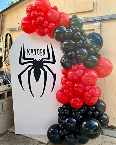 Bezente Red Black Balloons Garland Kit,100Pcs Black Red Balloons and Red Black Confetti Balloons Arch for Wedding Birthday...