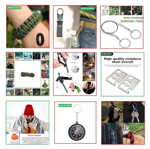 29-in-1 Outdoor Survival Gear Kit with Heavy-Duty Storage Bag, First Aid & Fire Starter – Emergency Tools for Camping Hik...