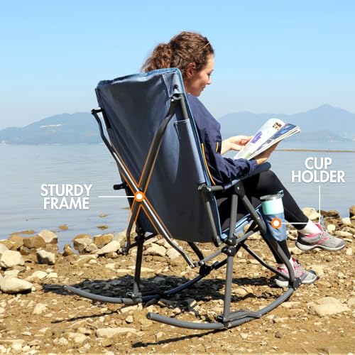 PORTAL Oversized Folding Rocking Camping Chair Portable Outdoor Rocker with High Back Hard Armrests Carry Bag, Supports 40...