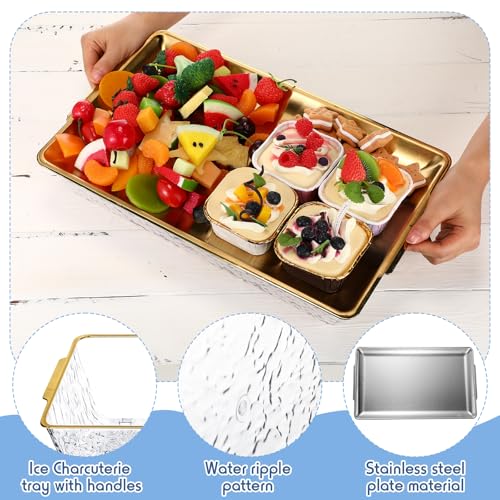 Baderke 1 Set 16" x 9.45'' Chilled Serving Tray for Parties with Compartments Rectangle Serving Dish Ice Charcuterie Party...