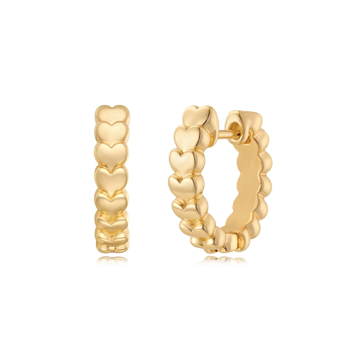 MYEARS Women Earrings Gold Huggie Heart Hoop Ear Stud Cuff 14K Small Simple Hypoallergenic Everyday Jewelry