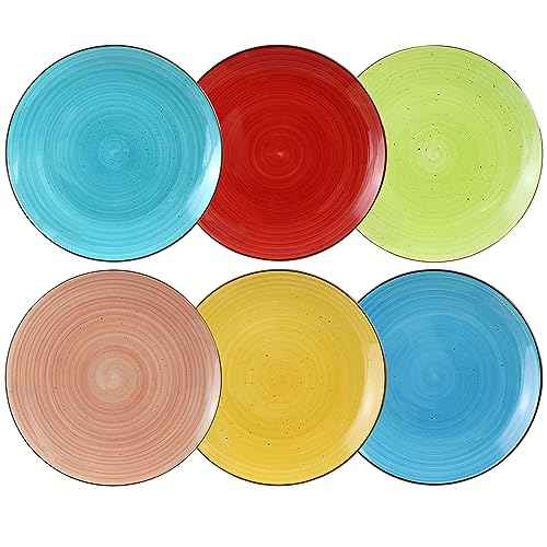 Elama Sebastian 6 Piece Stoneware Dinner Plate Set in Assorted Colors