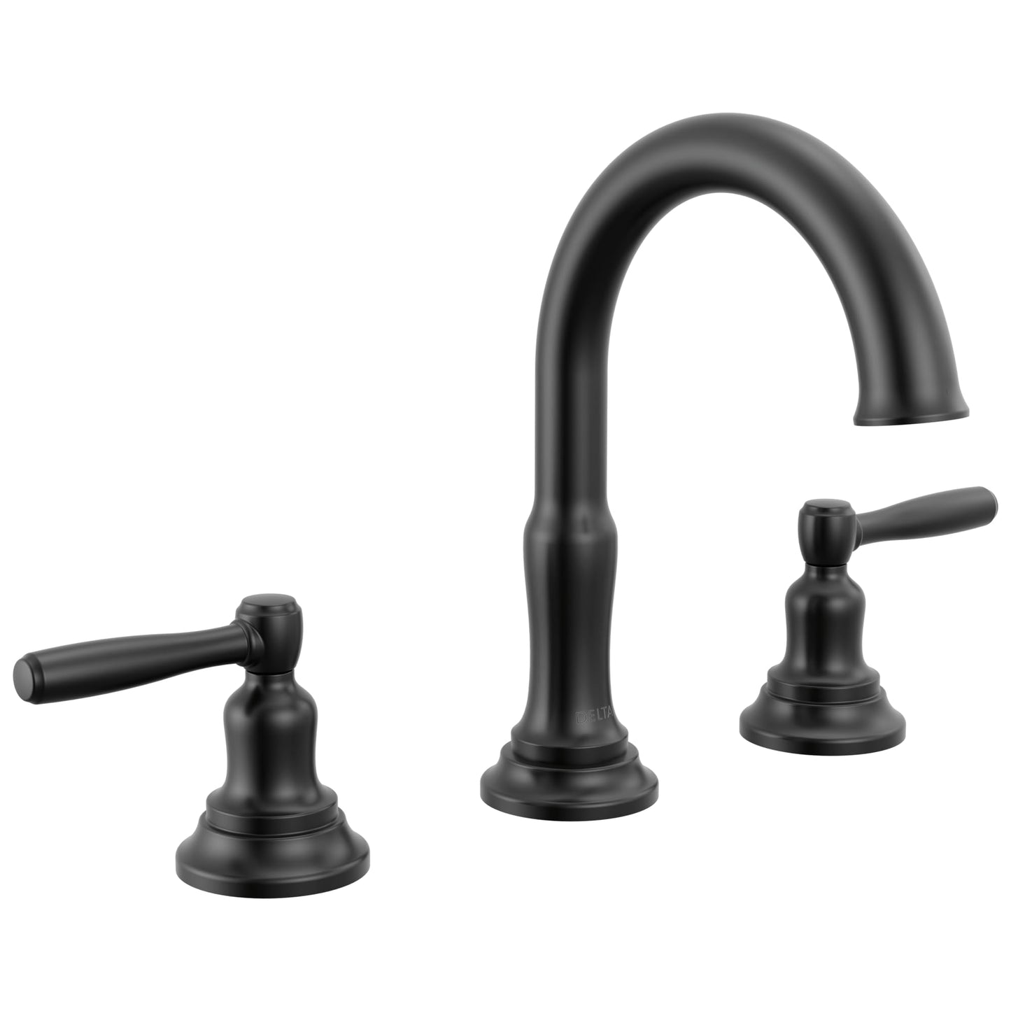 Delta Roe Matte Black Bathroom Faucet 3 Hole, 8 Inch Widespread Bathroom Sink Faucet for Vanity, Push-Pop Drain Assembly, Matte Black 35985LF-BL