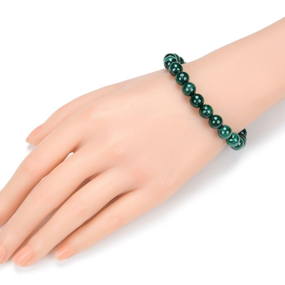 Adabele Real Natural Green Malachite Bracelet Gemstone Beaded Bracelet 8.5 inch Stretch Chakra Healing Crystal Stone Jewelry Wom