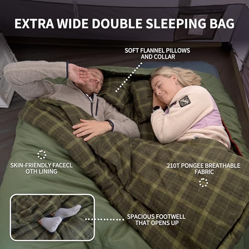 Naturehike 0 Degree 30 Degree Flannel Two Person Sleeping Bag with Pillows for Adults, Couples & Family, Queen Size Double...