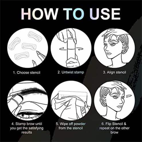 Eyebrow Stamp and Eyebrow Stencil Kit, Eye Brow Stencil Kit for Beginners 24 Reusable and Washable Eyebrow Shaping Kit, Brow Stencil and Stamp Kit Smudge-Proof & Long-Lasting (Dark Black)