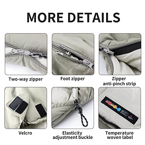 Naturehike Sleeping Bag for Adults with Hood, 33-53℉ Lightweight Hollow Cotton Sleeping Bag, 3 Seasons Waterproof Spliceab...