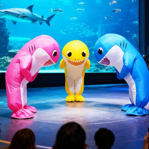 Inflatable Shark Costume for Adult, Halloween Blow up Shark Costume, Funny Party Cosplay Costume Fancy Dress up