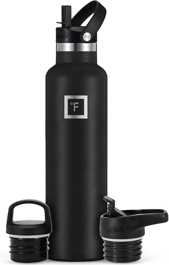 IRON °FLASK Camping & Hiking Hydration Flask with Straw, BPA-Free Insulated Stainless Steel Sports Water Bottle - 24 oz Mi...