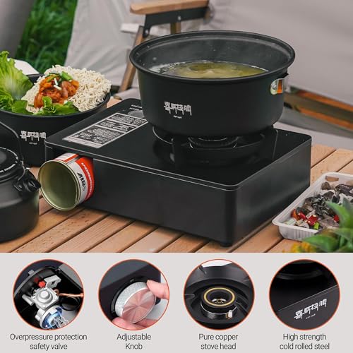 Himalaya Camping Stove, Cookware Portable Butane Stove Burner Gas Camp Stove Magnetic Canister 5200W Adjustable Burners Pi...