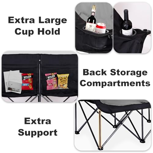 Bolosy 2 Person Camping Chair Camping Loveseat Oversized Double Folding Camping Chair Heavy Duty Two Person Camp Chair Lov...