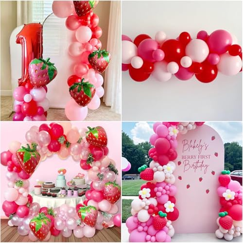 Red Pink Balloons 60 Pcs 12 Inch Fuchsia Hot Pink Rose Red Balloon Neon Pink Magenta Strawberry Berry Helium Balloons for ...