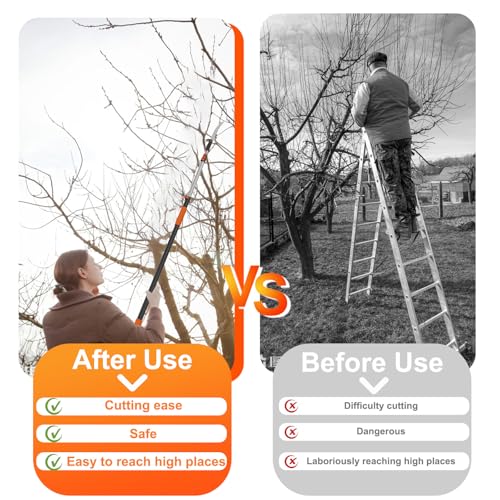 LAANPOLE 26FT Pole Saw, Telescoping Tree Trimmer with 5-20FT Extension Pole, Manual Branches Pruner for Backyard, Orange