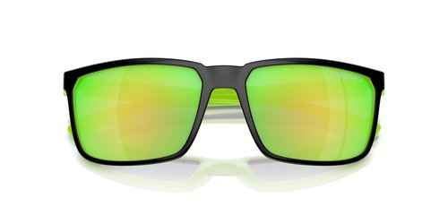 Arnette AN4251 Stripe Sunglasses, Black/Fluorescent Green/Dark Grey Mirrored Green Polarized, 58 mm
