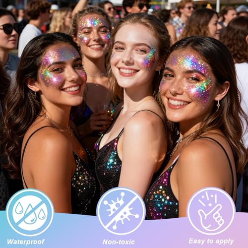 PASNOWFU Purple Body Glitter Stick, Mermaid Style Face Glitter for Women and Girls, Gel Texture Mermaid Costume Accessorie...