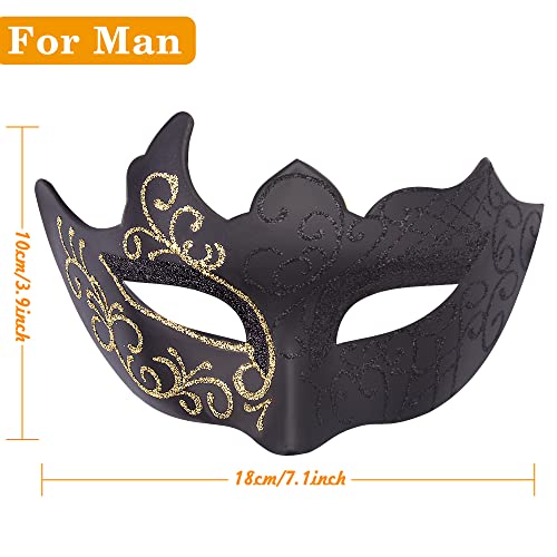 SIQUK Couple Masquerade Masks Set Venetian Party Mask Plastic Halloween Costume Mask Mardi Gras Mask for Women and Men