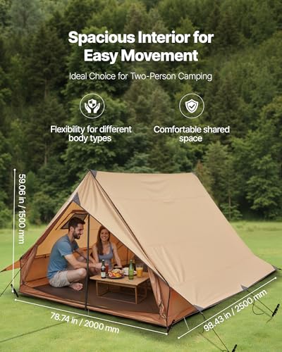 VEVOR Hot Tent, Camping Tipi Hot Tents with Stove Jack, Portable Winter Camping Tents with Snow Skirt, Easy Setup, Waterpr...