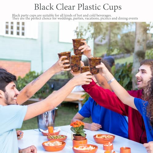 100 Pcs Disposable Stemless Glasses 12oz Plastic Cups PET Disposable Drinking Cups Cold Party Plastic Wine Glasses Classic...