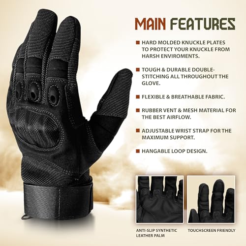 DXM SPORTS Motorcycle Gloves for Men and Women, Hard Knuckle Full Finger Touchscreen Motorbike Gloves for BMX ATV MTB Ridi...
