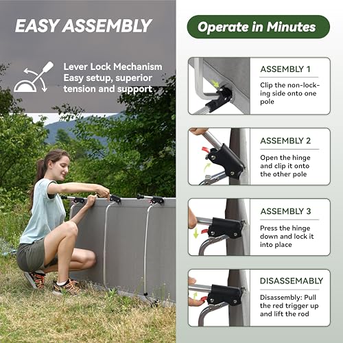 MARCHWAY Lightweight Folding Tent Camping Cot Bed with Lever Lock, Easy Setup Portable Compact for Outdoor Travel, Huntin...