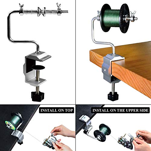 Fishing Line Winder Spooler Machine Spinning Reel Spool Spooling Station System with C-Clamp and Suction Cup Adjustable fo...
